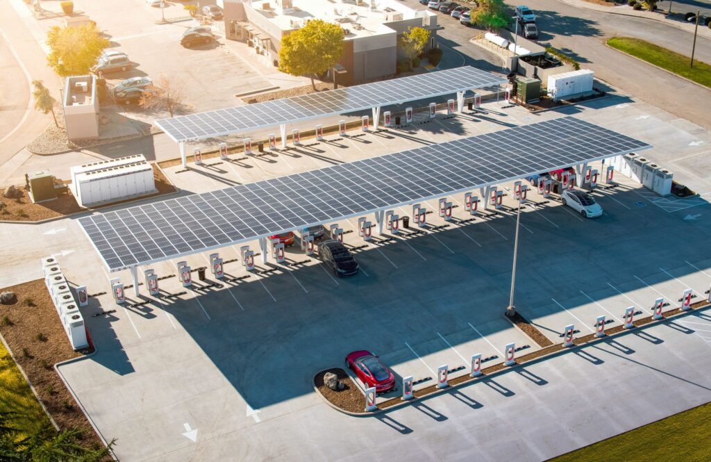 A Tesla Supercharging station.