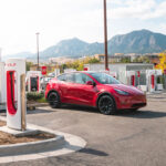 Tesla Supercharging station. Tesla supercharging sites now live.