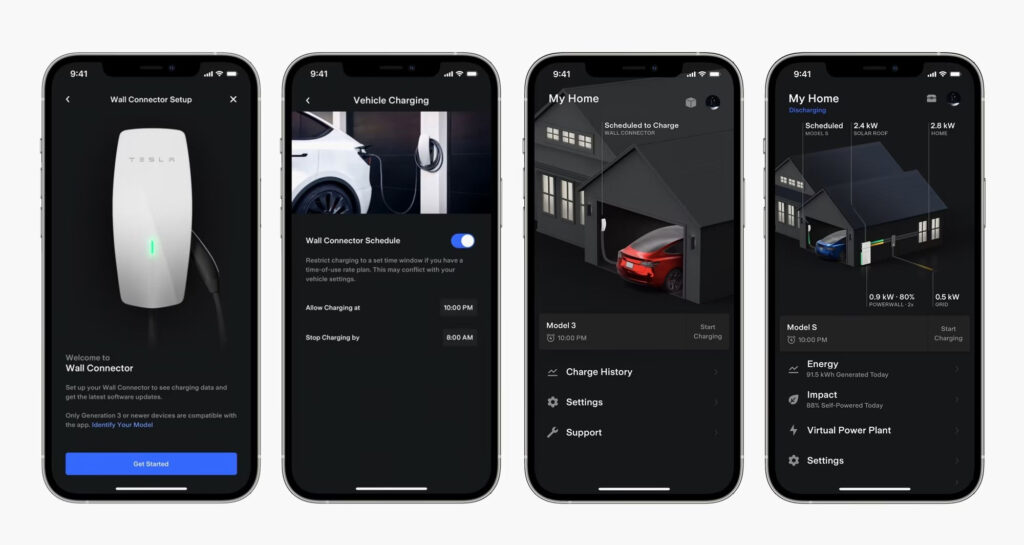 Screenshots from the Tesla app.