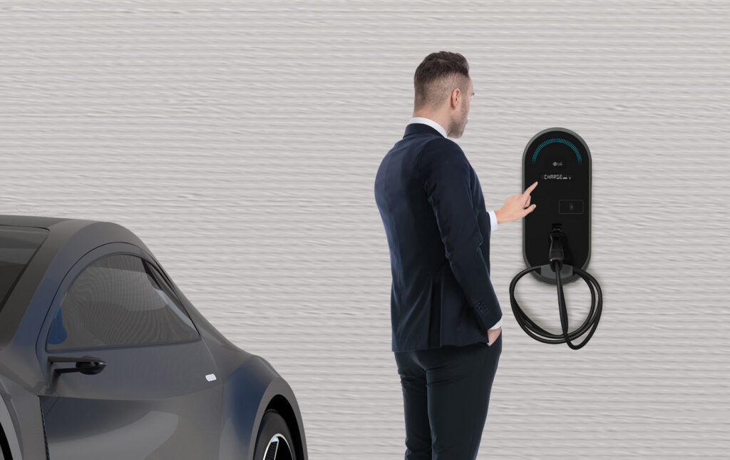 An early look at the LG Electronics AC Level 2 charging point, one of the products we could expect to once LG Electronics enters the EV charging market.